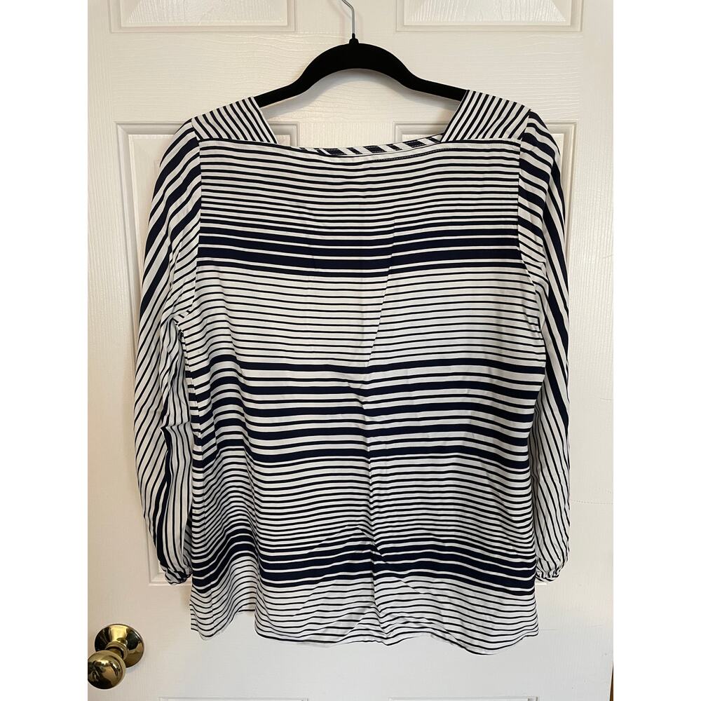 NWT Rare Earth Womens Blouse Sz 12 Made in South Africa Navy White Stripes - Picture 2 of 10
